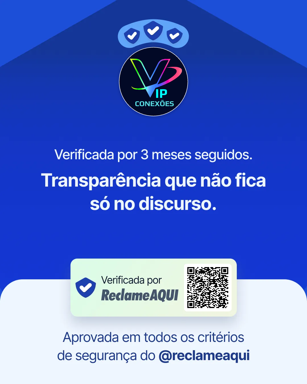 Selo Oficial Reclame AQUI VIP Conexões - Histórico Impecável sem Reclamações Registradas